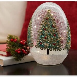 Festive Green Christmas Tree LED Glass Dome -